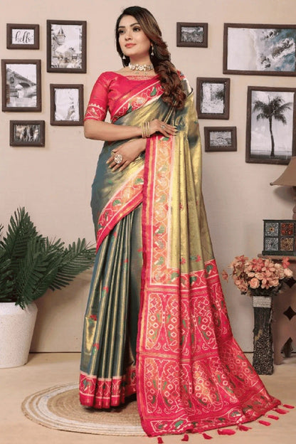 Olive Green Colour Woven Work Pure Banarasi Tissue Silk Traditional Saree SD1250292