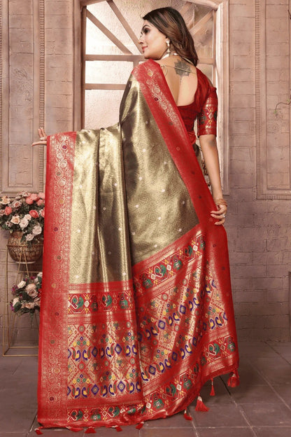 Olive Green Colour Woven Work Pure Banarasi Tissue Silk Traditional Saree SD1250328 B