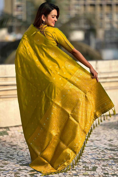 Olive Green Colour Zari Work Moonga Silk Traditional Sarees SD1113346 A