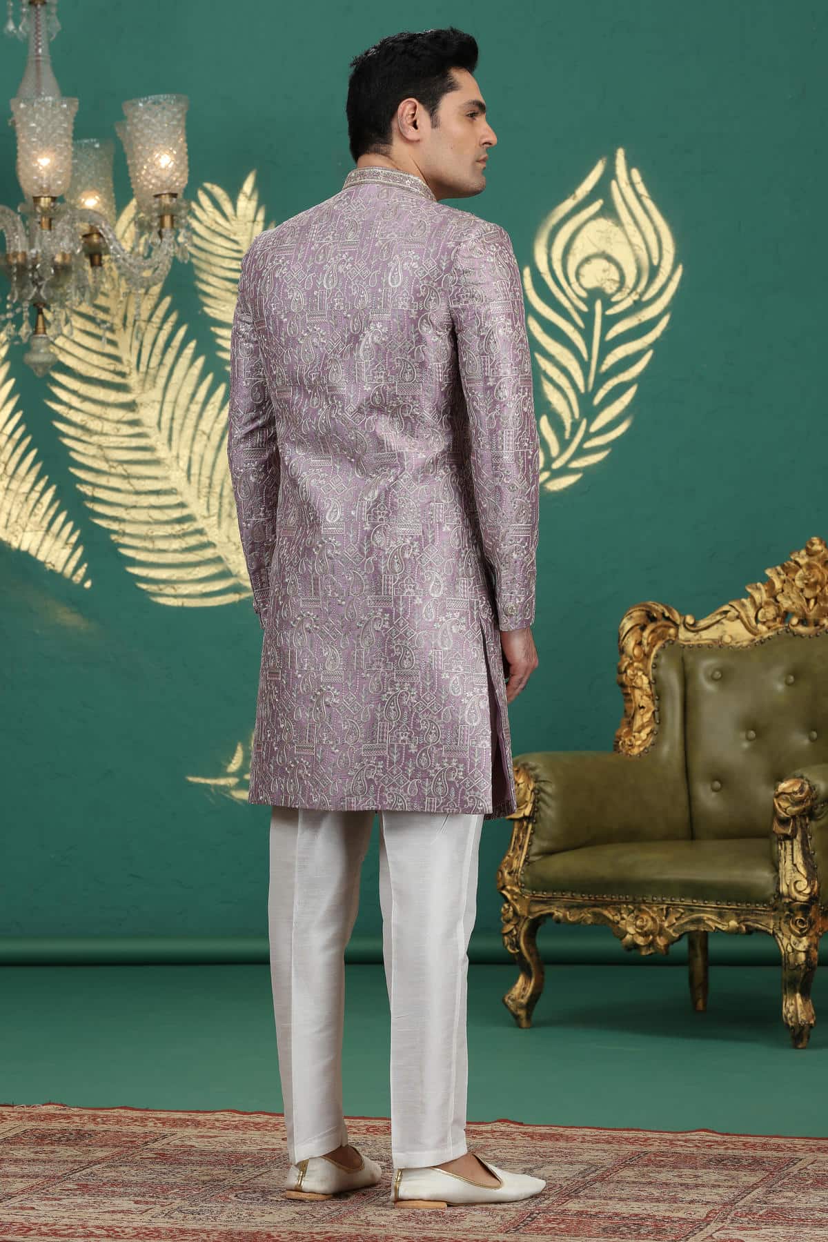 Onion Pink Colour Art Silk Embroidery Sherwani