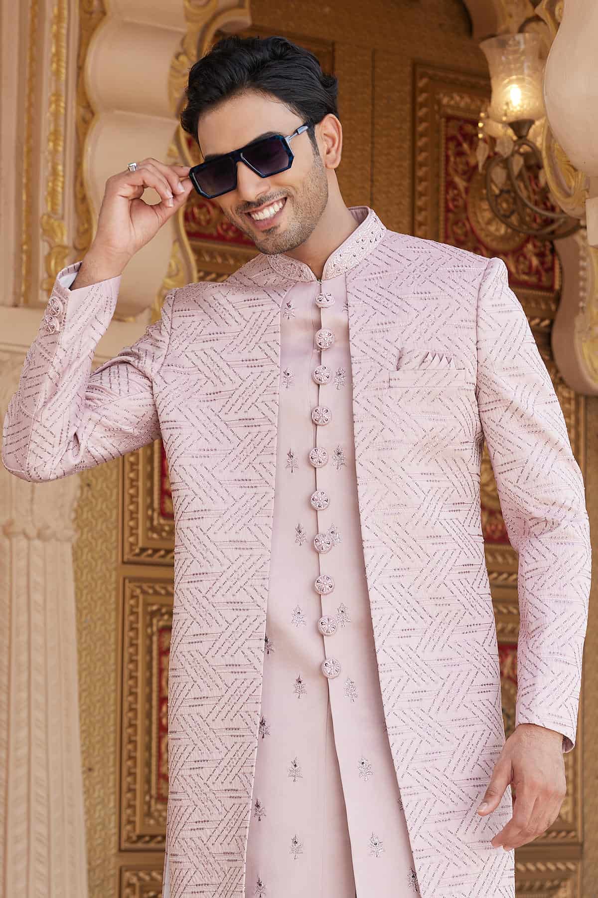 Onion Pink Colour Art Silk Embroidery Work 3 Pcs Indo Western