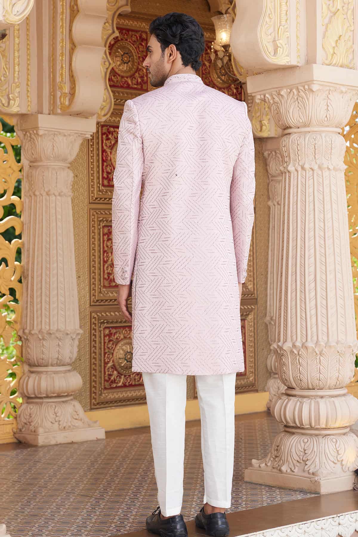 Onion Pink Colour Art Silk Embroidery Work 3 Pcs Indo Western