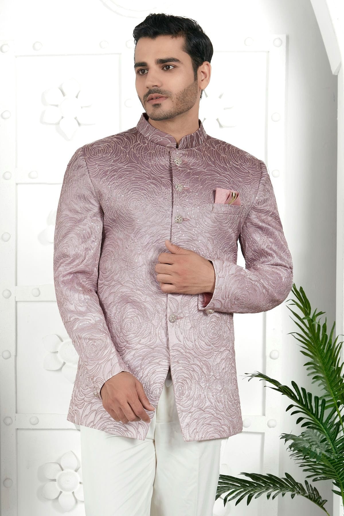 Onion Pink Colour Art Silk Jodhpuri Jacket JP1230111 A