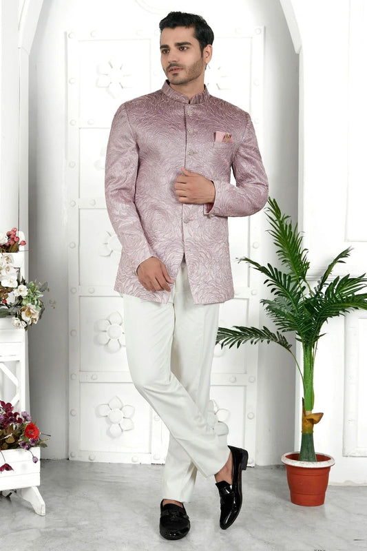 Onion Pink Colour Art Silk Jodhpuri Jacket JP1230111