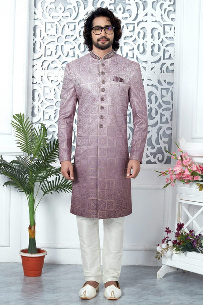 Onion Pink Colour Art Silk Sherwani With Churidar Pant SH1230055 A
