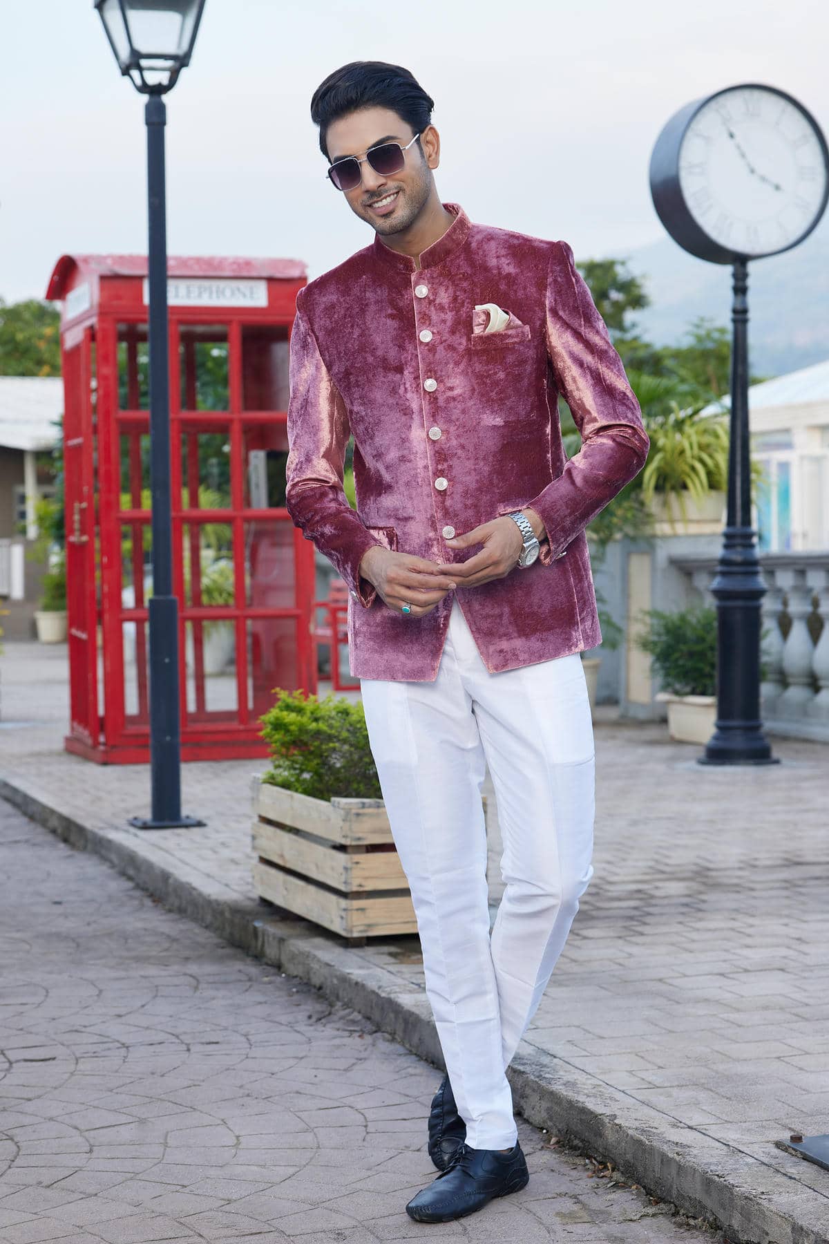 Onion Pink Colour Embroidery Velvet Jodhpuri JP1230648