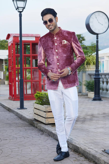Onion Pink Colour Embroidery Velvet Jodhpuri JP1230648