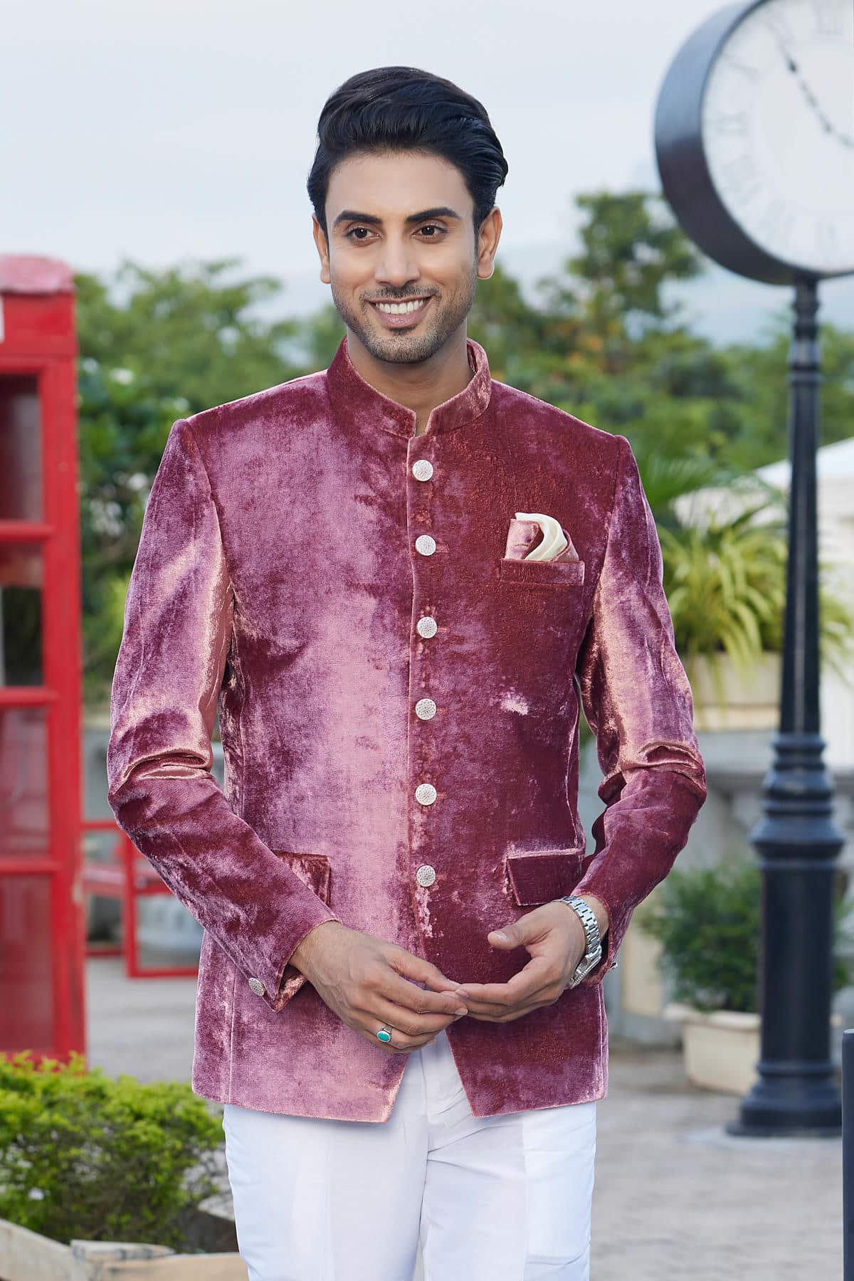 Onion Pink Colour Embroidery Velvet Jodhpuri JP1230648