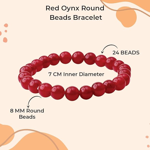 Onyx Ruby 8mm Round Beads Bracelet – Natural Strength & Passion Crystal Bracelet