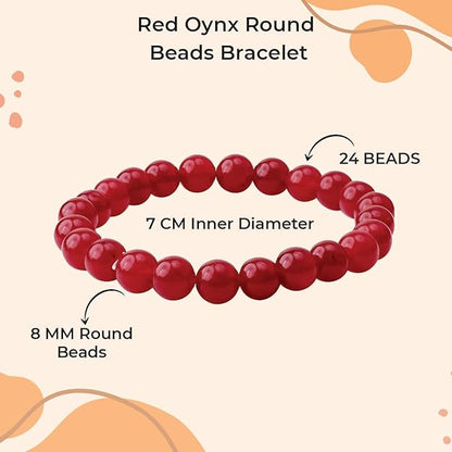 Onyx Ruby 8mm Round Beads Bracelet – Natural Strength & Passion Crystal Bracelet