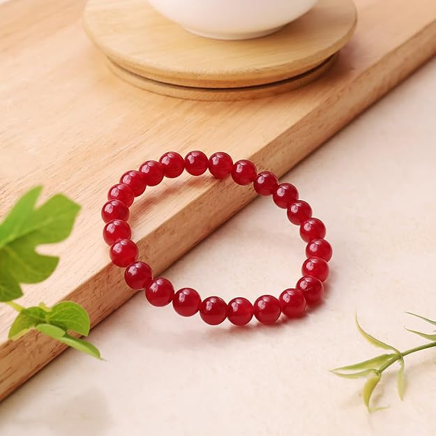 Onyx Ruby 8mm Round Beads Bracelet – Natural Strength & Passion Crystal Bracelet