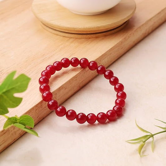Onyx Ruby 8mm Round Beads Bracelet – Natural Strength & Passion Crystal Bracelet