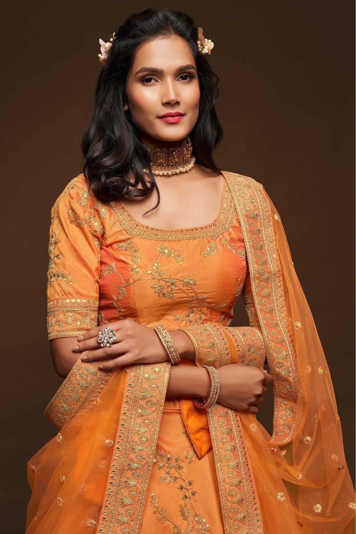 Orange Colour Art Silk Lehenga Choli LC1010111 B