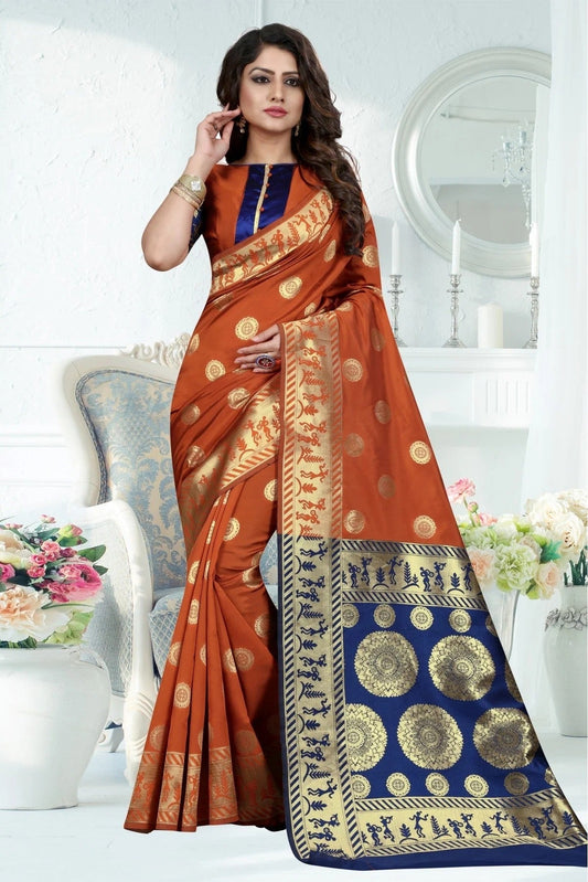 Orange Colour Banarasi Art Silk Woven Saree SD1120782
