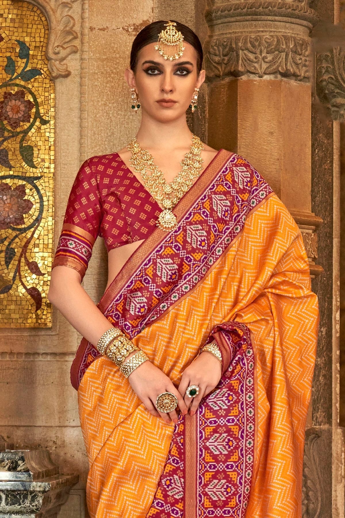 Orange Colour Banarasi Silk Saree SD1110259 A