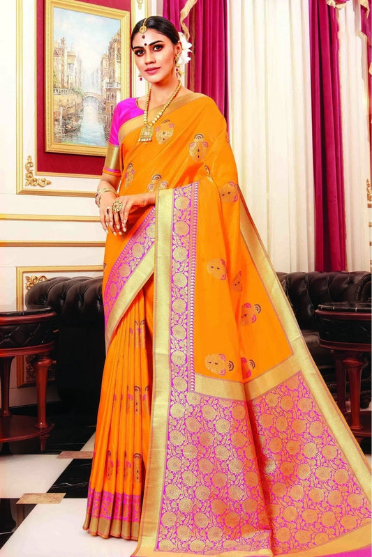 Orange Colour Banarasi Silk Traditional Saree SD1100076
