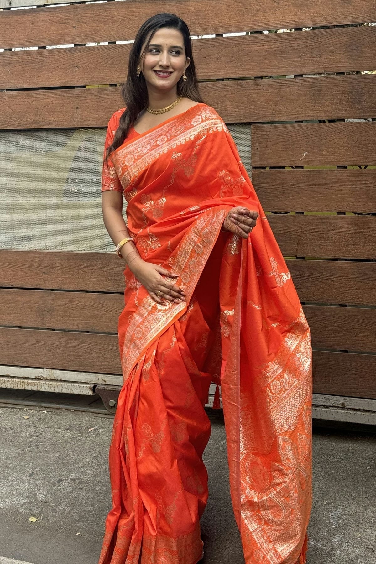 Orange Colour Banarasi Silk Traditional Saree SD1111938 A