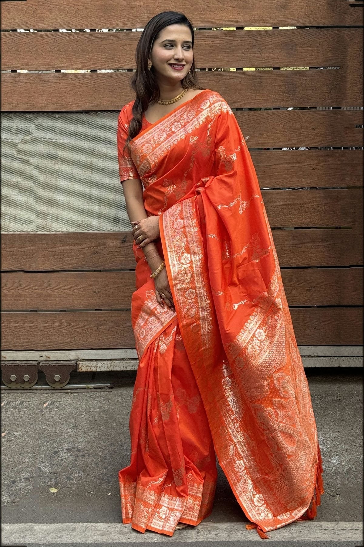 Orange Colour Banarasi Silk Traditional Saree SD1111938