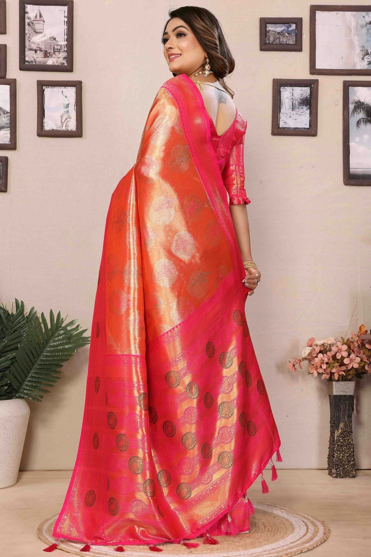 Orange Colour Banarasi Tissue Silk Traditional Saree SD1113099 A