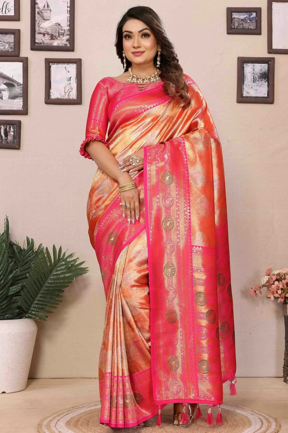 Orange Colour Banarasi Tissue Silk Traditional Saree SD1113099