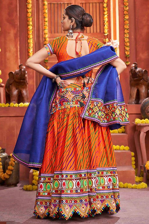Orange Colour Cotton Silk Navratri Lehenga Choli LC1240076 A