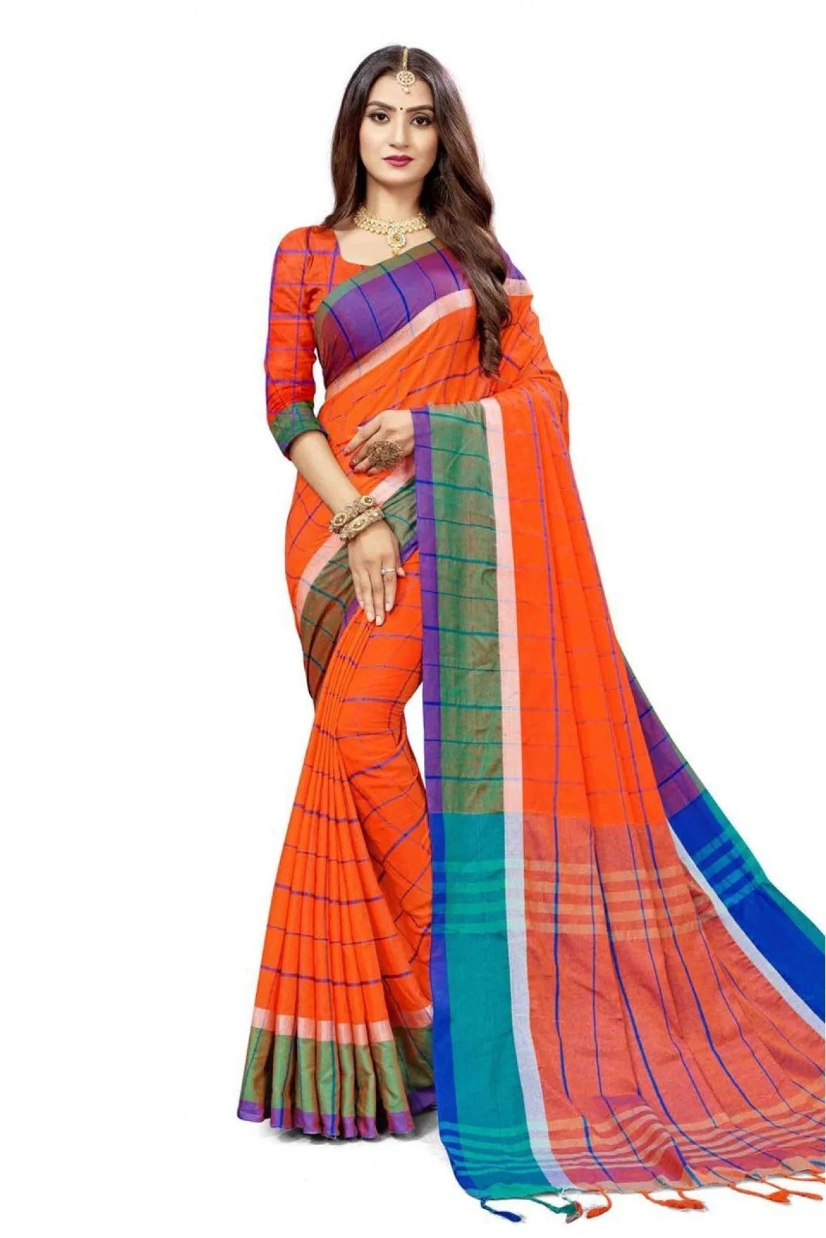 Orange Colour Cotton Silk Printed Saree SD1100863