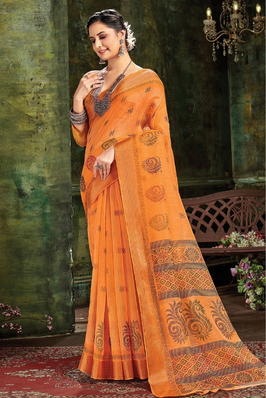 Orange Colour Cotton Woven Saree SD1100689