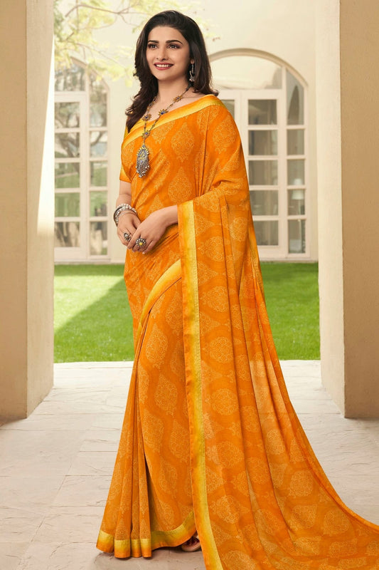 Orange Colour Georgette Printed Saree SD1180071