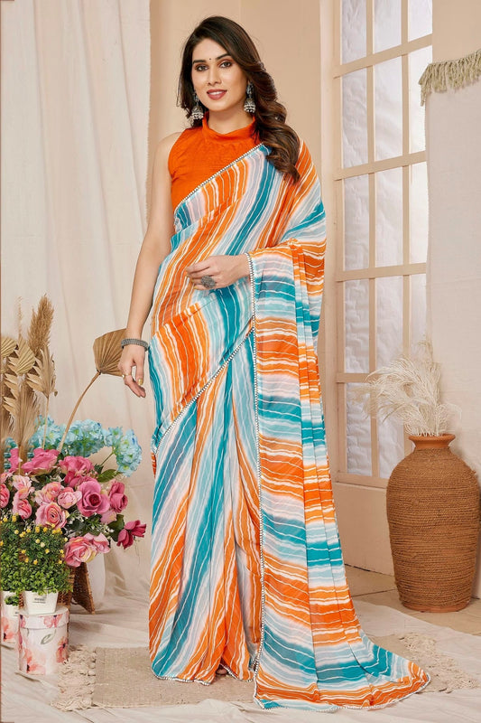 Orange Colour Georgette Ready To Wear Saree SD1180015