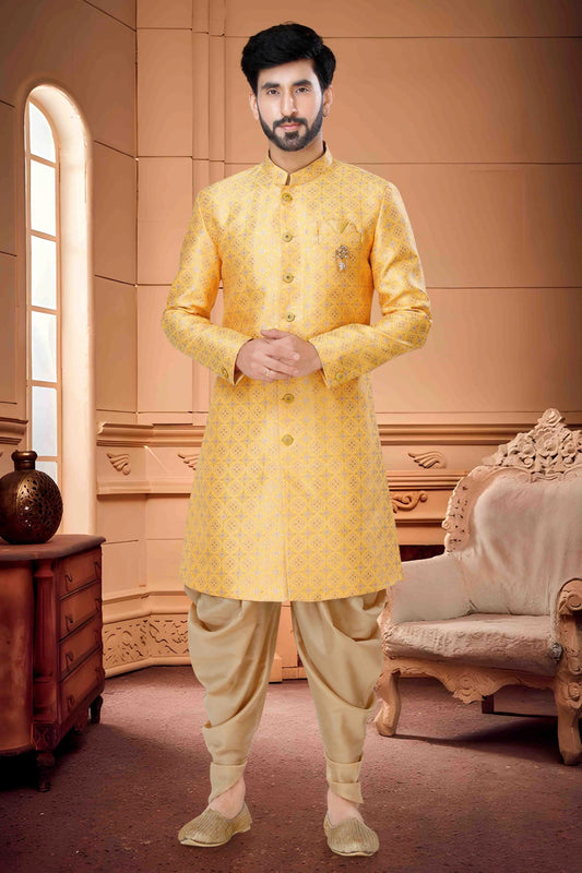 Orange Colour Indo Western In Silk Fabric SH1130142