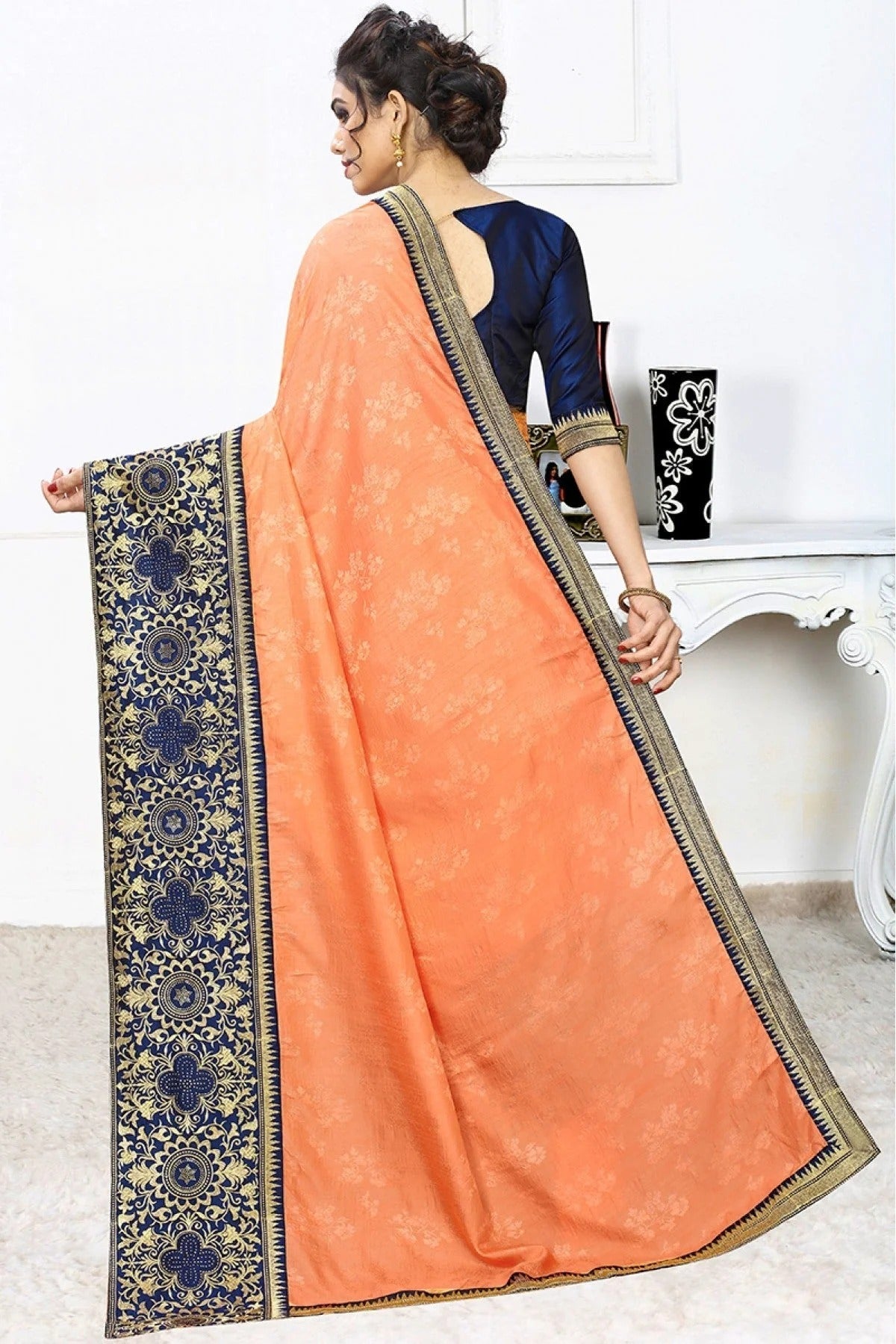 Orange Colour Jacquard Silk Designer Saree SD1120524 A