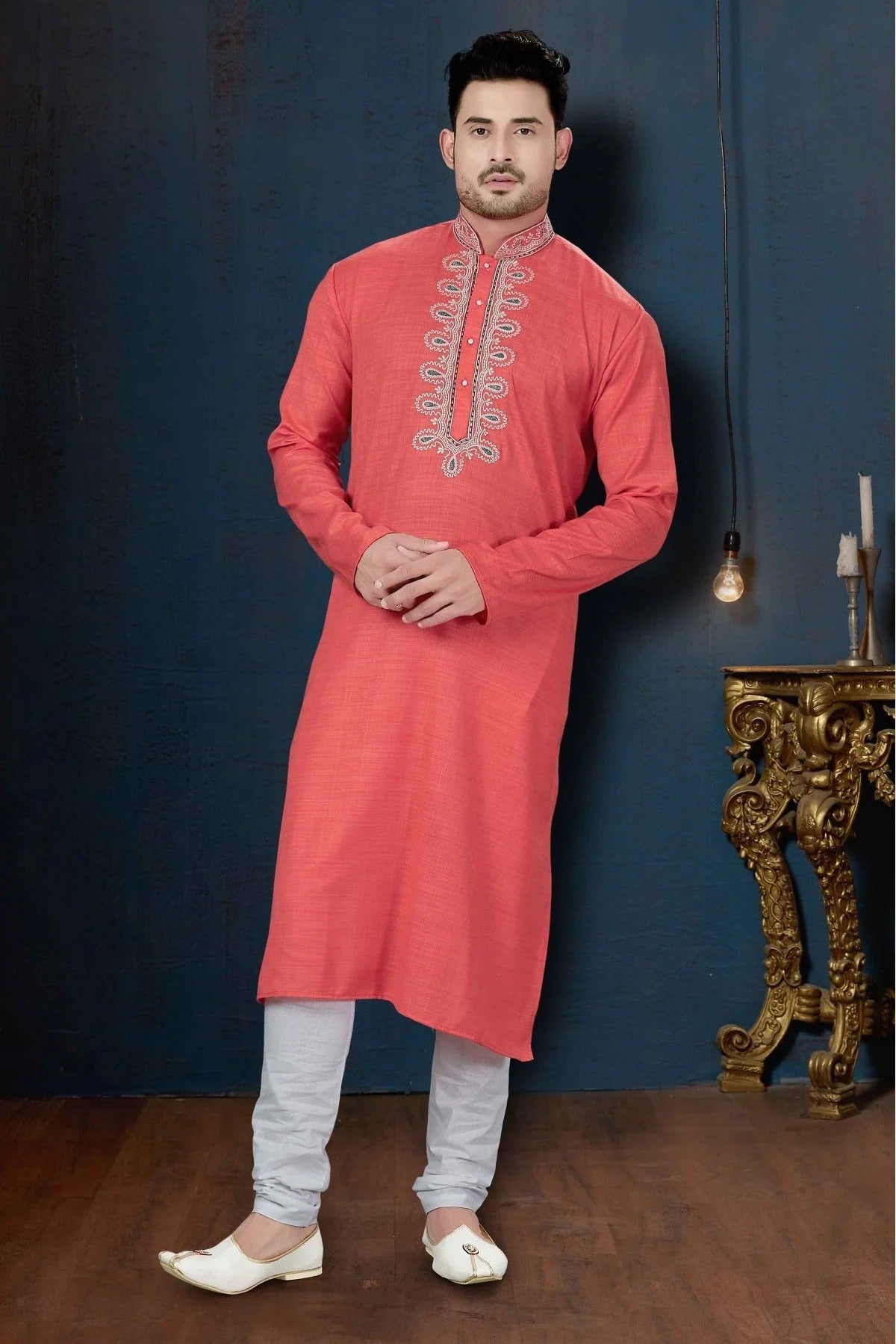 Orange Colour Kurta Pajama In Cotton Fabric KP1040061