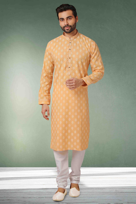 Orange Colour Kurta Pajama In Cotton KP1210115