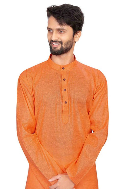 Orange Colour Kurta Pajama In Cotton KP1210197 A