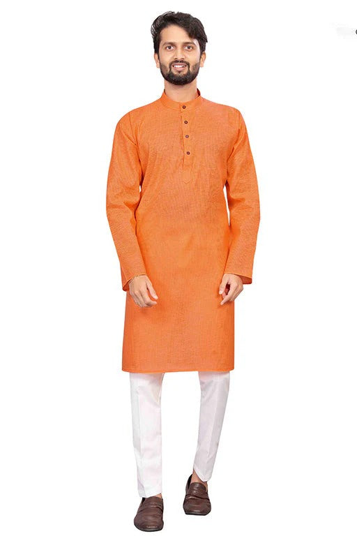 Orange Colour Kurta Pajama In Cotton KP1210197