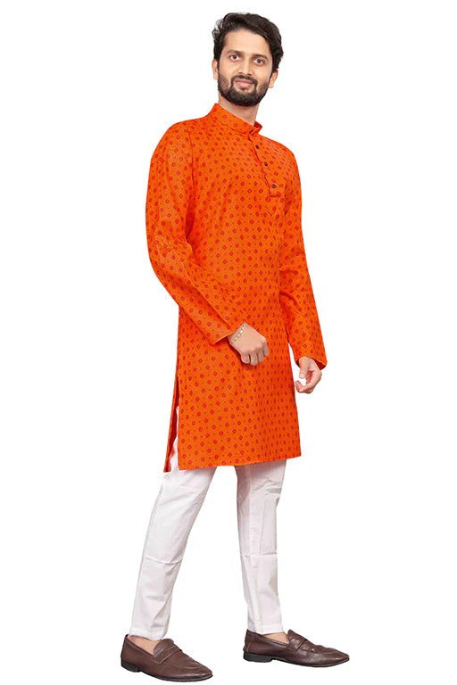 Orange Colour Kurta Pajama In Cotton KP1210199 A