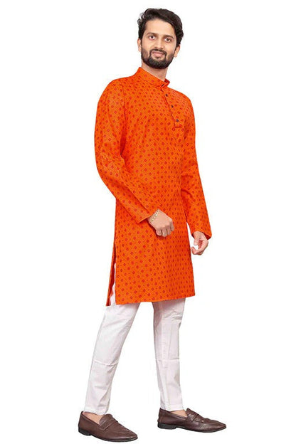 Orange Colour Kurta Pajama In Cotton KP1210199 A