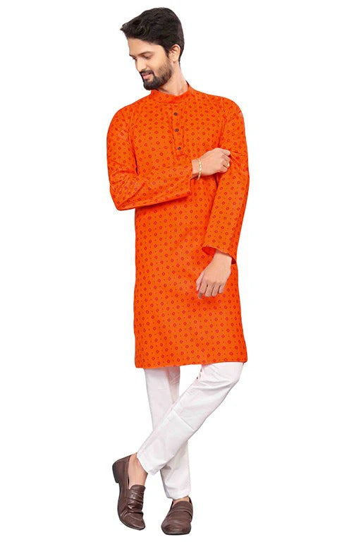 Orange Colour Kurta Pajama In Cotton KP1210199