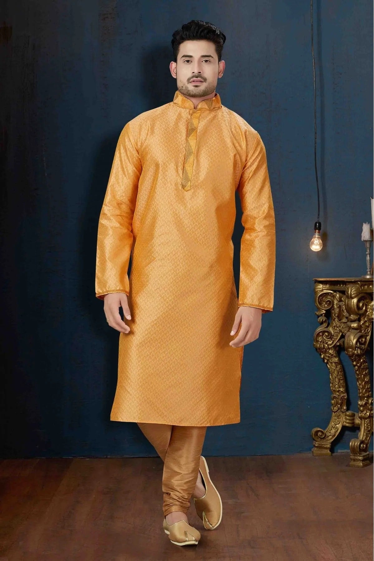 Orange Colour Kurta Pajama In Jacquard Fabric KP1040072