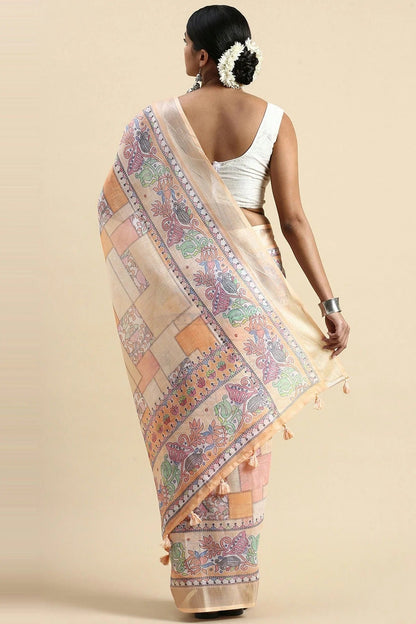 Orange Colour Linen Saree SD1110333 A