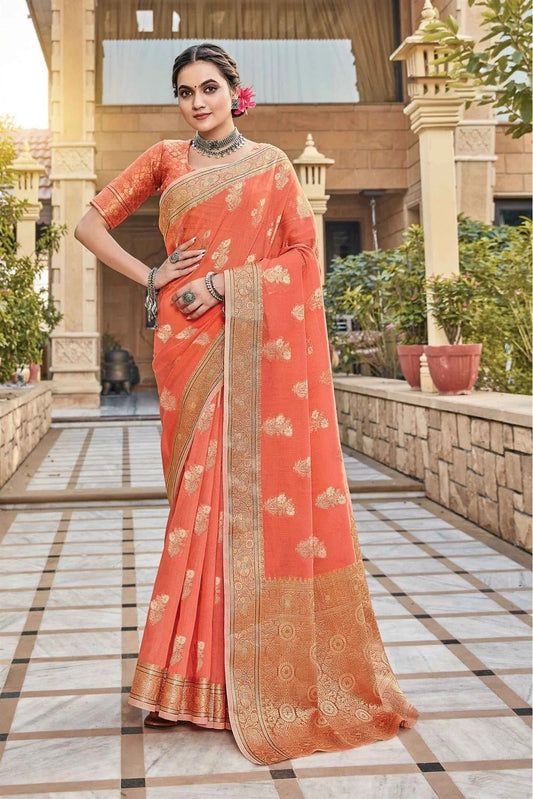 Orange Colour Linen Woven Saree SD1100336