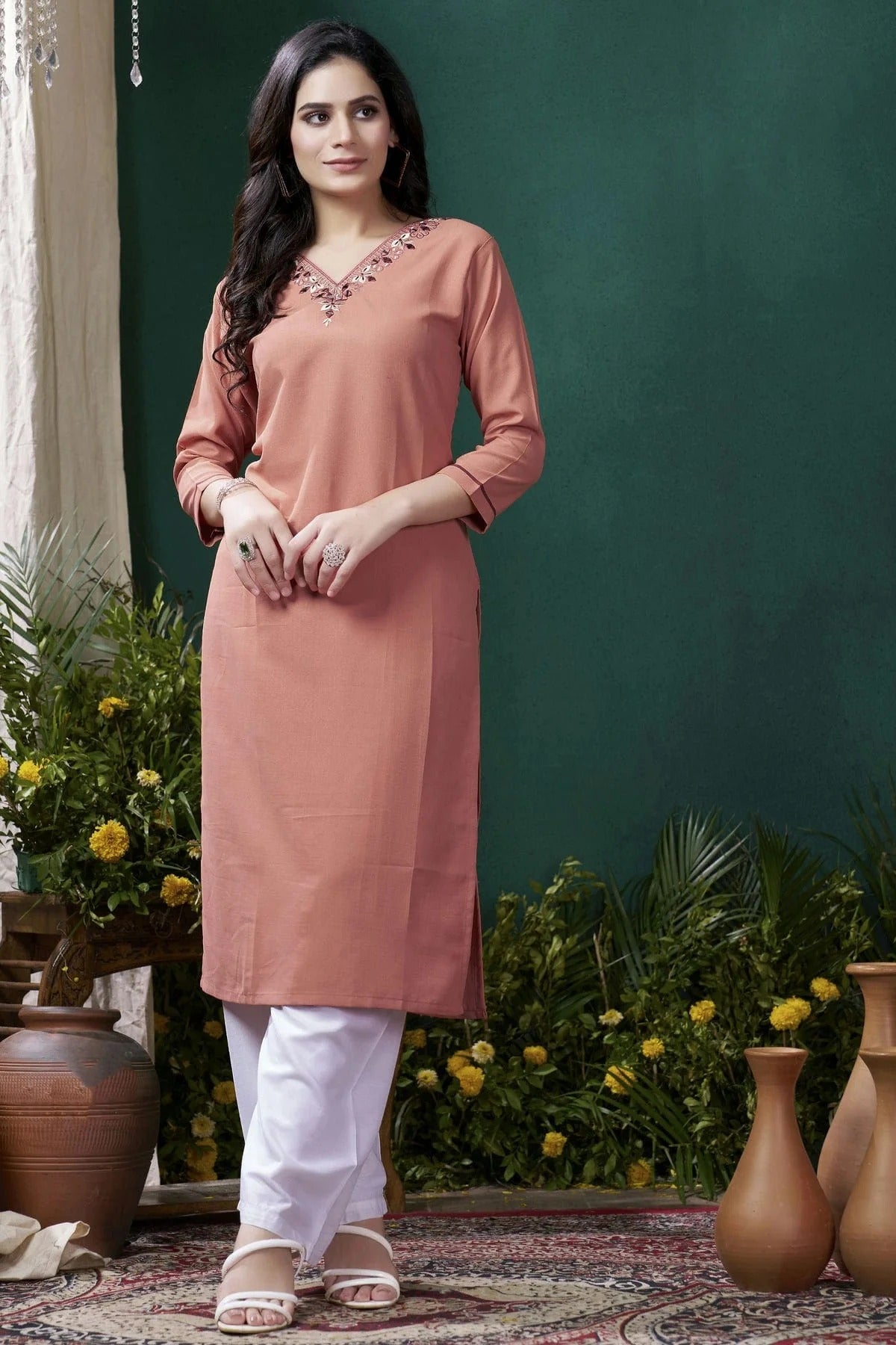Orange Colour Maaza Cotton Kurta And Pant Set KR1111341