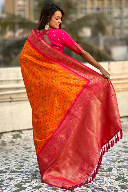 Orange Colour Meenakari Work Patola Silk Traditional Sarees SD1113383 A