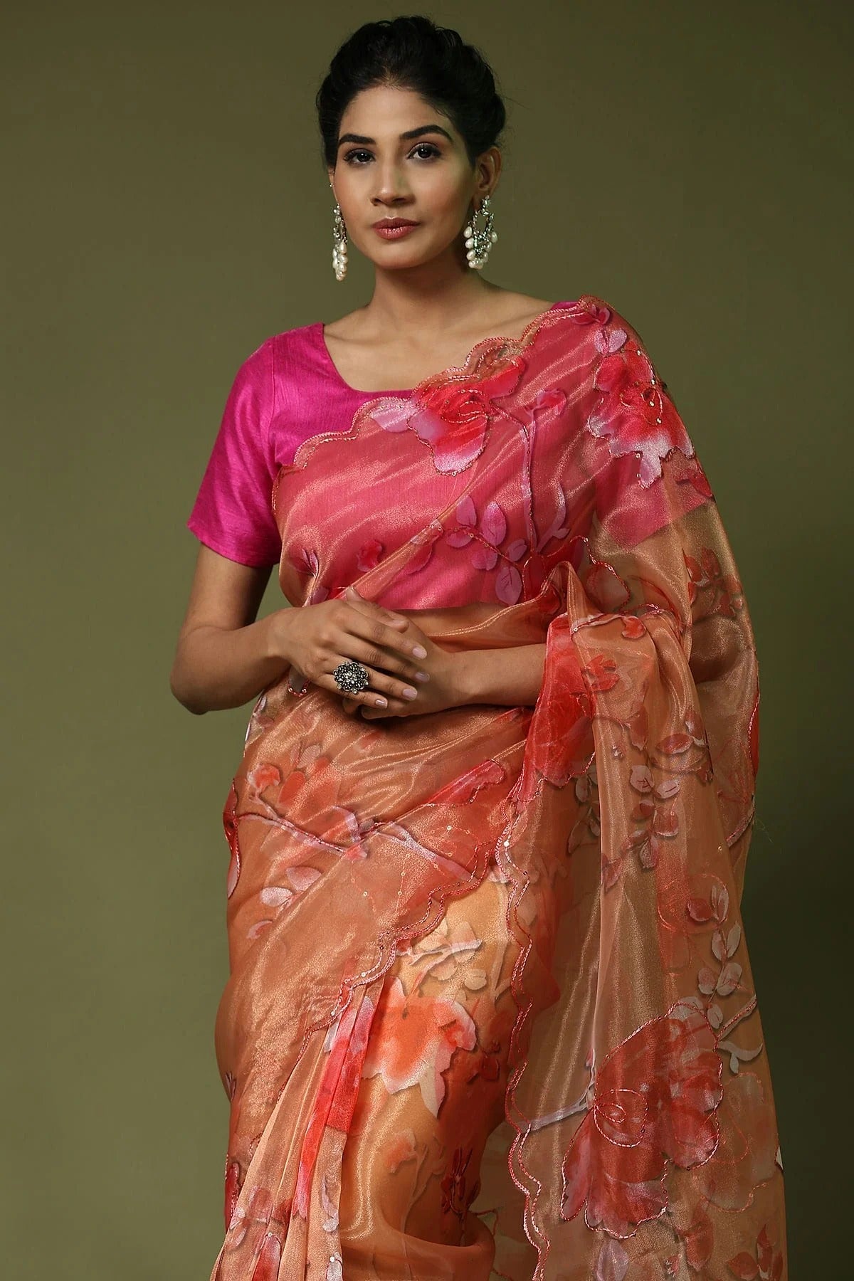 Orange Colour Organza Saree SD1110402 A