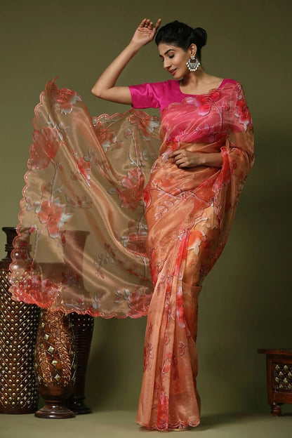 Orange Colour Organza Saree SD1110402