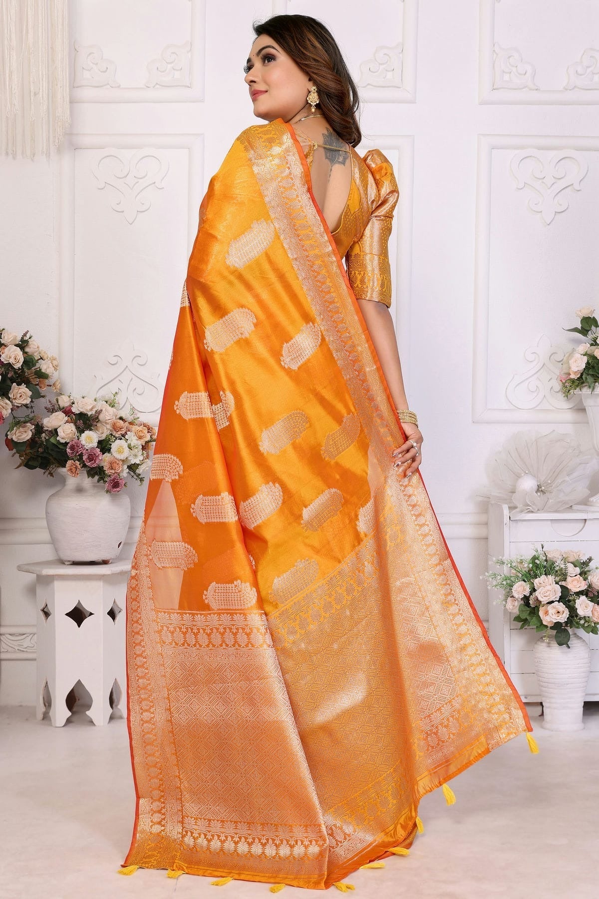 Orange Colour Organza Traditional Saree SD1112713 A