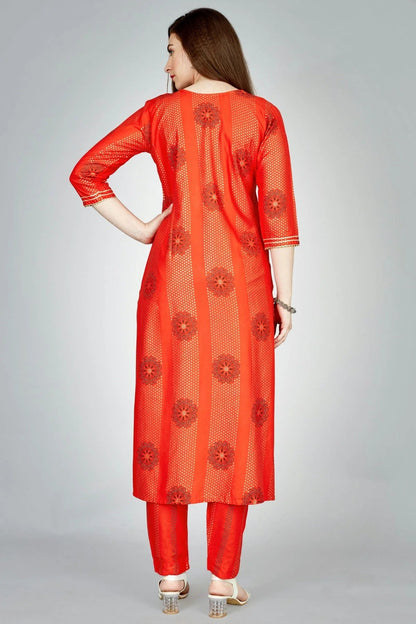 Orange Colour Rayon Kurta And Pant Set KR1111310 A