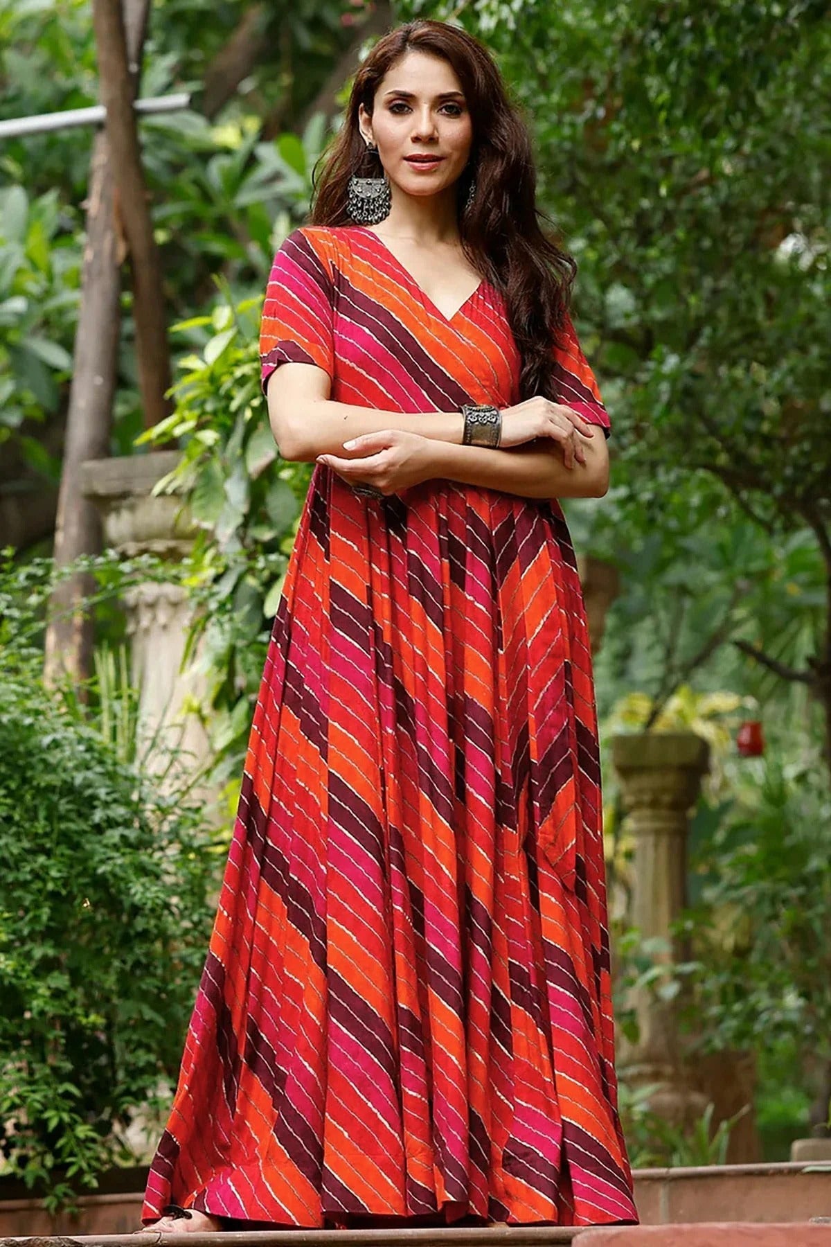 Orange Colour Rayon Stitched Gown GW1112314