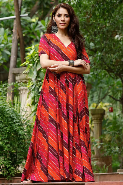 Orange Colour Rayon Stitched Gown GW1112314