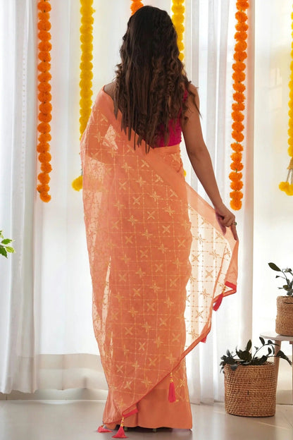 Orange Colour Satin Georgette Designer Saree SD1111832 A